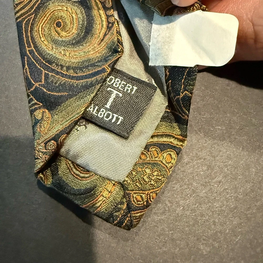 Robert Talbott Gold and Black Paisley Tie - Picture 3 of 5